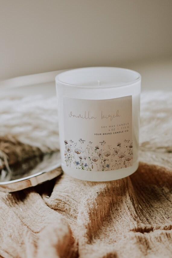 DIY Flower Candle Label Template Floral Candle Label Spring Etsy