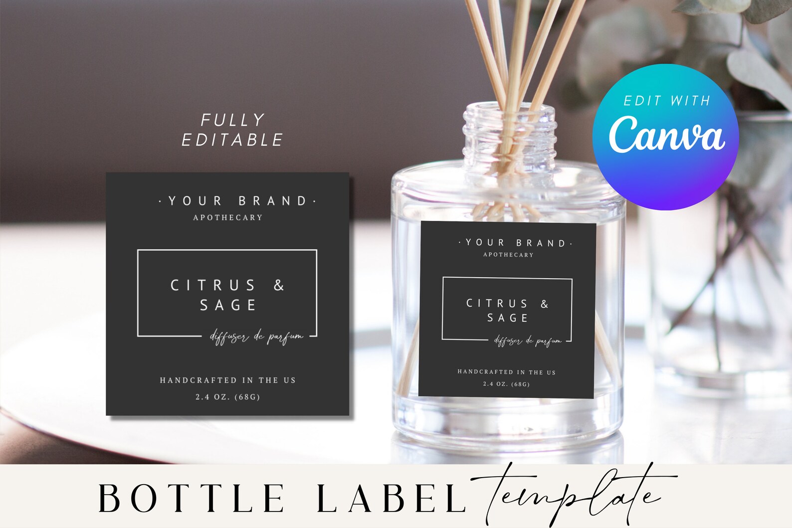 Reed Diffuser Label Template Editable Product Label Template Etsy UK