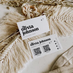 Plantilla de tarjeta de presentación retro, diseño de tarjeta de presentación imprimible y moderno, tarjeta de presentación con código QR, tarjeta escaneable, plantilla editable de Canva - Dani
