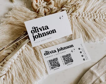 Retro Business Card Template, Printable Groovy Business Card Design, QR Code Business Card, Scannable Card, Editable Canva Template - Dani