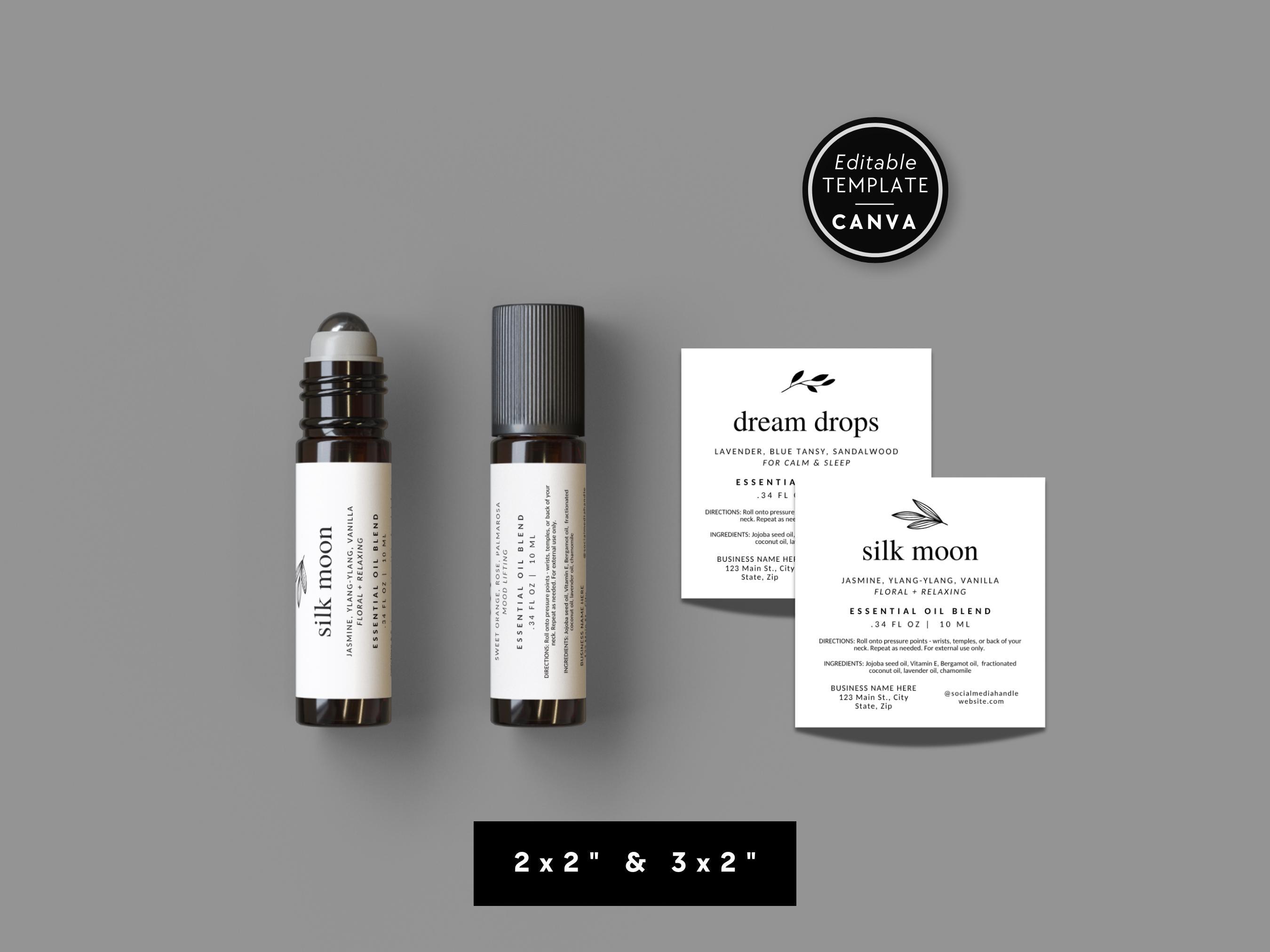 Roller Bottle Label Canva Template, Editable Essential Oil Roller ...