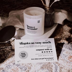 Retro Candle Label With Matching Candle Care Card Icons Template Canva Editable Candle Label Retro Candle Business Thank You Add Logo - Dani