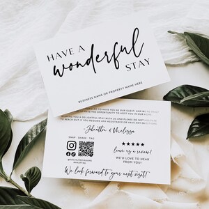 Airbnb Host Thank You Card Template, Editable Canva Airbnb Rental Template, Airbnb Host Welcome Card For Guests, Review Rating Request -Vera