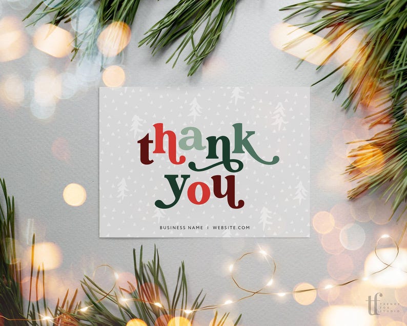 Boho Retro Christmas Business Thank You Canva Template, Holiday ...
