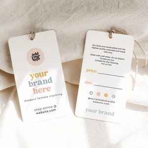 Editable Hanging Tags Template, Printable Fashion Label Template, Editable Price Tag Label, Boutique Swing Tags, Clothing Tag Canva - &quot;Dani&quot;