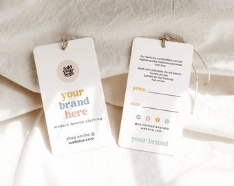 Editable Hanging Tags Template, Printable Fashion Label Template, Editable Price Tag Label, Boutique Swing Tags, Clothing Tag Canva - &quot;Dani&quot;