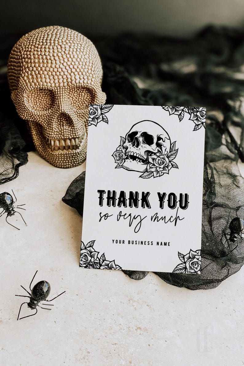 Gothic Business Thank You Card Canva Template, Editable Halloween Thank ...