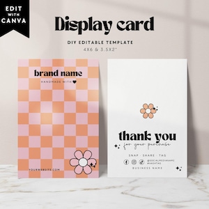 Editable Hair Bow Card Template, Hair Bow Packaging Display Card, Editable Hair Clip Card, Custom Display Card, Jewelry Display Card - Pixie
