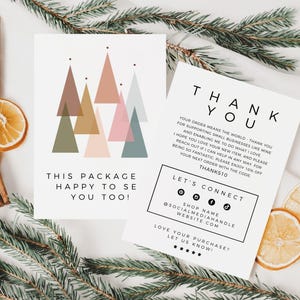 Boho Christmas Business Thank You Card, Holiday Printable Thanks For Your Purchase, Small Business Package Insert Card, DIY Thank You Canva
