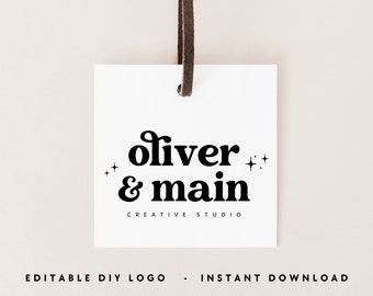 Premade Retro Logo Design, Canva Logo Template, Circle Watermark Logo, Groovy Business Branding, DIY Editable Logo, Simple Logo Design- Dani