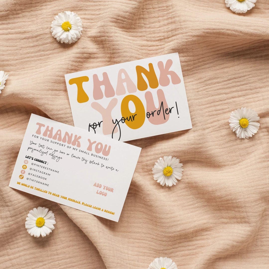 Editable Retro Rainbow Business Thank You Card Canva Template, 90s Y2k ...