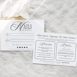 Modern False Nails Backing Card Canva Template, Editable Artificial Nails Package Insert, Press On Nail Instructions Application Removal
