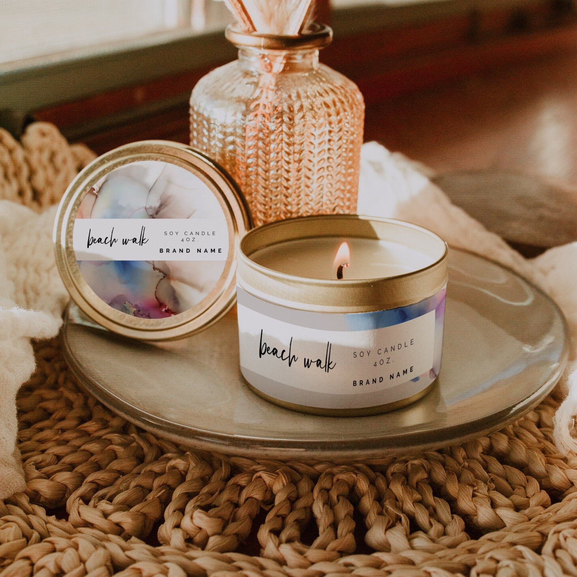 Stickers, Labels & Tags Paper & Party Supplies Bold Candle Tin Label