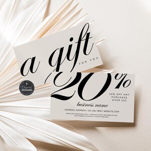 Aesthetic Coupon Card Canva Template, Printable Business Marketing Promo Business Card, Editable Old Money Discount Promotional Card - Wyn