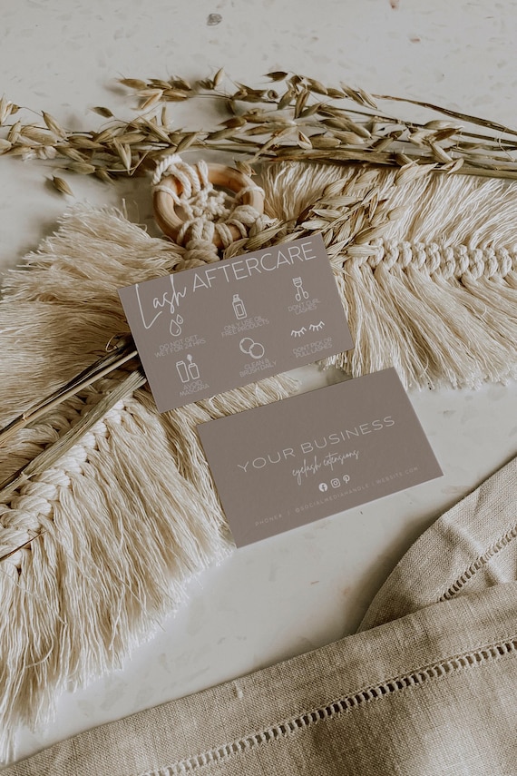 Boho Lash Aftercare Card Template, Lash Business Card Lash Extension Editable Card Small Business Care Card Template Eyelash Care Card - Mae