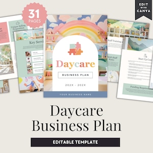 Daycare Business Plan Canva Template, Preschool Startup Plan, Editable Childcare Business Strategy Outline, Pre-School Business Framework