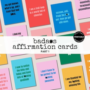 Tarjetas de afirmación rudas imprimibles Baraja de afirmaciones groseras Tarjetas imprimibles motivacionales Tal vez las malas palabras ayuden a alentar las tarjetas digitales