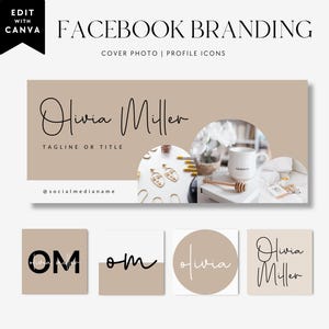 Facebook Cover Template, Facebook Banner, Facebook Icon, Modern Facebook Business Cover Image, DIY Facebook Template, Canva Template - Blair