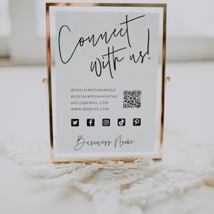 Plantilla de Canva para letreros con código QR para redes sociales, plantilla de letrero para pequeñas empresas, letrero para redes sociales - Skye
