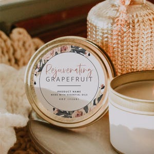 Boho Round Label Template Canva, Editable Candle Tin Lid Label, Circular Balm Lid Sticker, 2.5, 3, 4&quot; Circle Label Template Editable - Luca