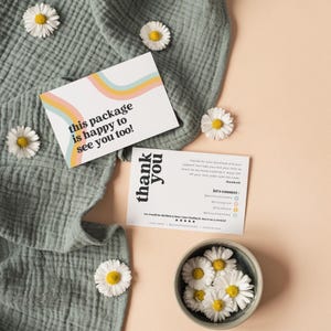 Retro Small Business Thank You Card Template, Printable Thanks For Your Purchase Card, Editable Small Business Package Insert Card - Dani