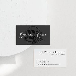 Modern Black Skull Business Card Canva Template, INSTANT DOWNLOAD, Printable Business Card, Editable Business Card, DIY Business Branding