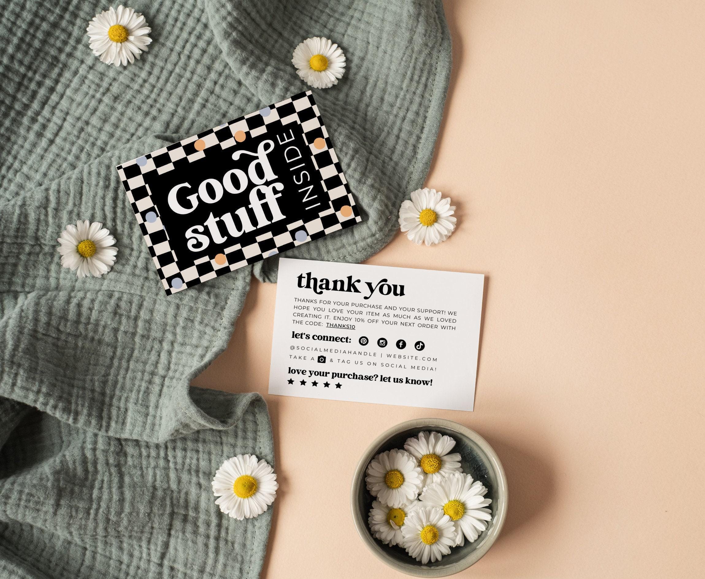 Retro Business Thank You Card Canva Template, Printable Checkered ...