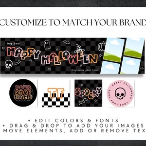 Pastel Halloween Etsy Banner Canva Template, Etsy Store Branding Editable Halloween Shop Banner, 90s Etsy Store Cover Spooky Shop Branding image 4