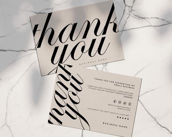 Aesthetic Business Thank You Card Canva Template, Chic Editable Customer Package Insert, Elegant Postcard Thank You Mailer, Modern - Wyn