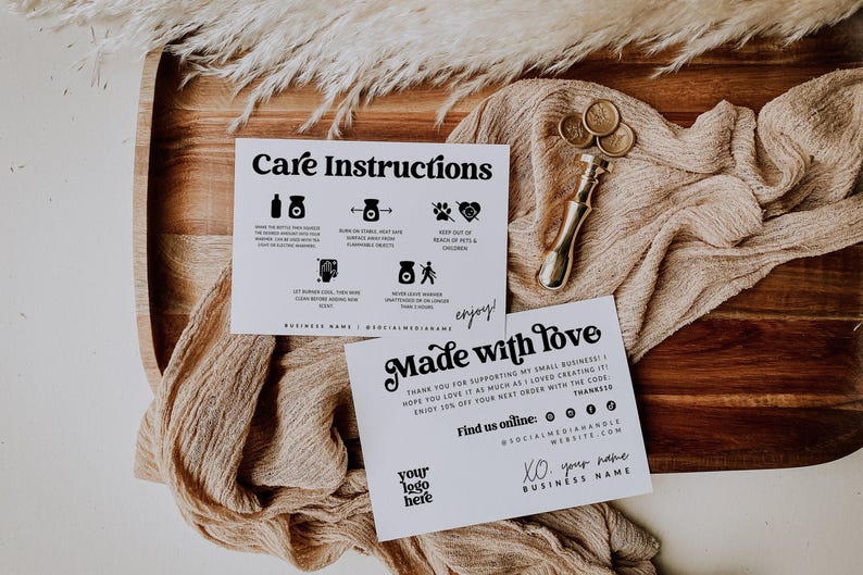 Retro Squeezable Wax Melt Care Card Canva Template, Editable Squeezy Wax Instructions - Dani image 2