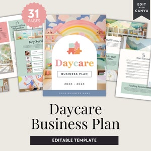 Daycare Business Plan Canva Template, Preschool Startup Plan, Editable Childcare Business Strategy Outline, Pre-School Business Framework