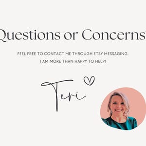 a photo of a woman's face with the text, questions or concerns?