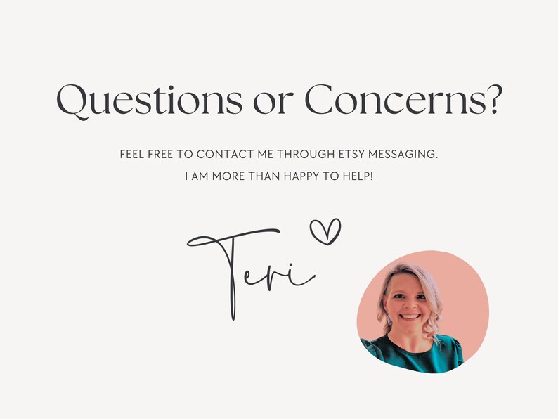 a photo of a woman's face with the text, questions or concerns?
