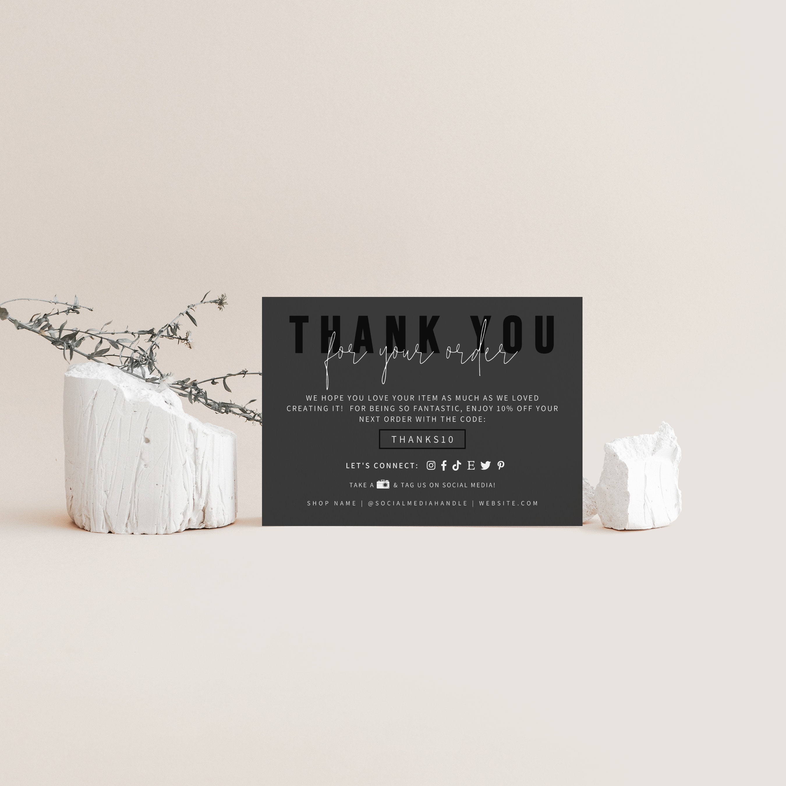 EDITABLE Business Thank You Card Black Luxury Thank You Card - Etsy Canada