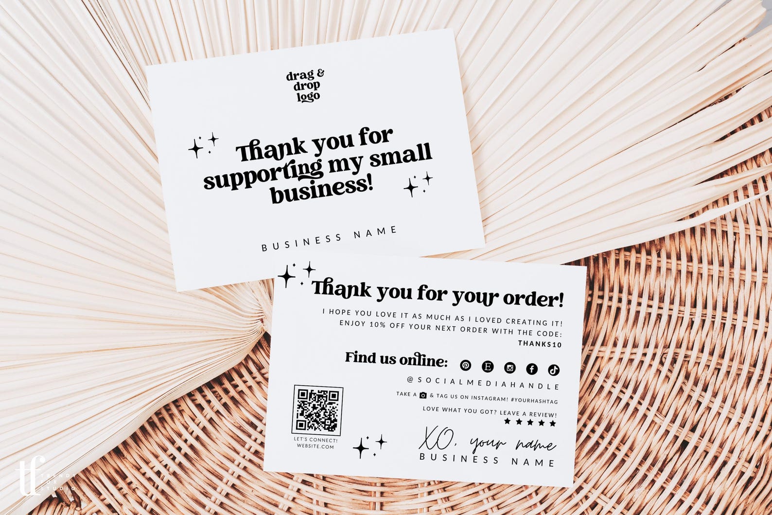 Retro Business Thank You Card Template, Editable Modern Retro QR Code ...