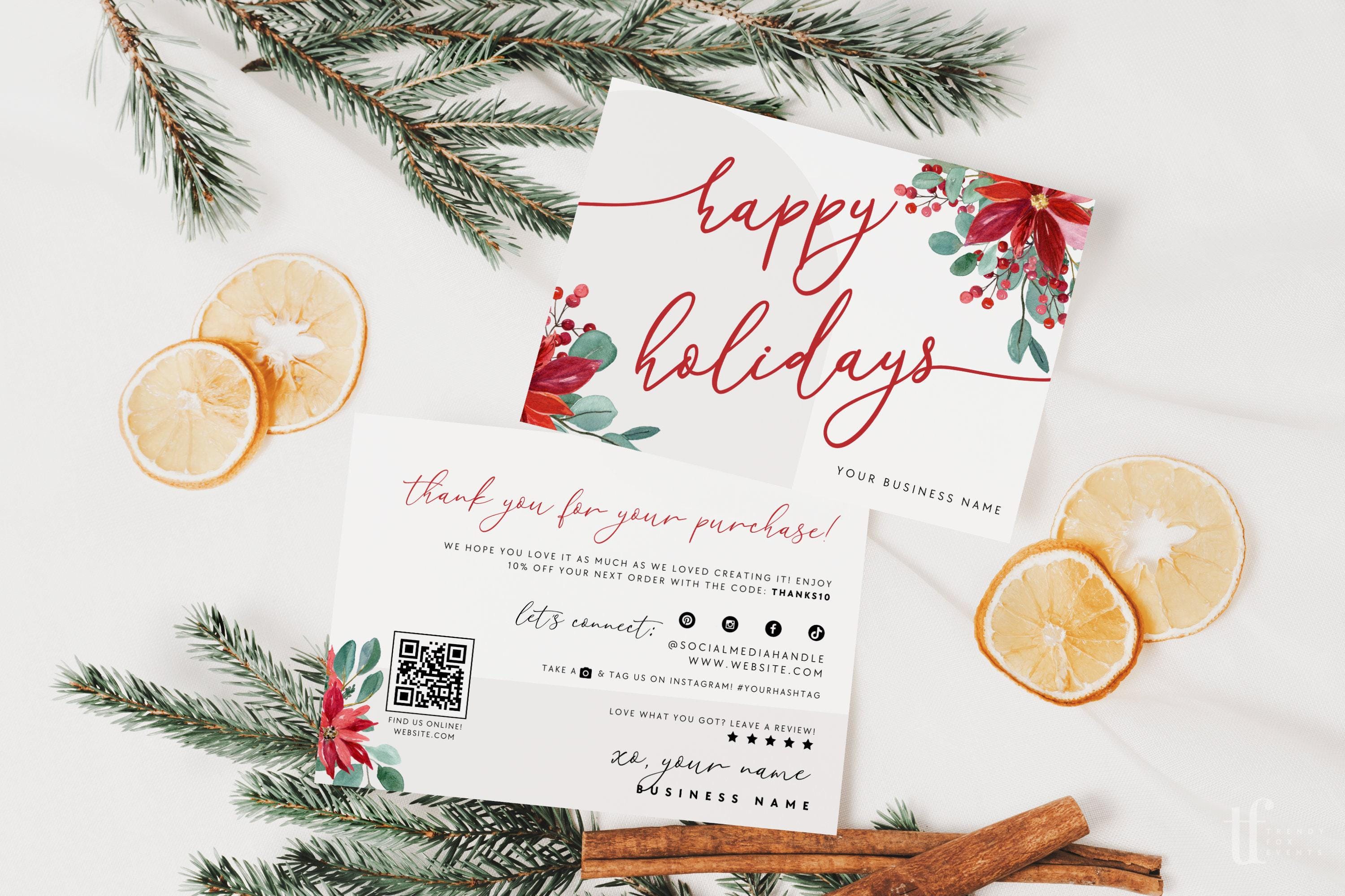 Boho Christmas Business Thank You Card Canva Template, Holiday ...