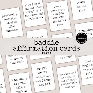 Carte di affermazione stampabili dei cattivi, mazzo di affermazione motivazionale, carte di incoraggiamento stampabili, cura di sé stampabile, affermazione quotidiana