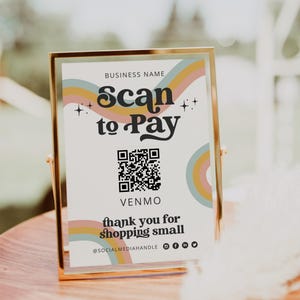 Editable Scan to Pay Sign QR Code Sign Template Canva, Printable Payment Sign, Accepted Payments Sign, CashApp Venmo Sign Customizable -Dani