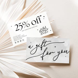 Boho Coupon Card Template, Printable Business Coupon Canva Template, Neutral Business Card, Business Marketing Card Promotional Card - Cinna