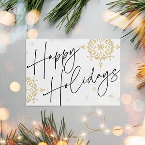 Gold Christmas Business Thank You Canva Template, Minimal Holiday Printable Thanks For Your Purchase, Editable Seasonal Package Insert Card