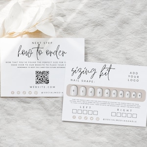 False Nails Sizing Kit Canva Template, DIY Editable Artificial Nails Sizing Chart, Printable Press On Nail Sizing Guide Card - Honey