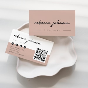 Boho Business Card Template, DIY Printable Business Card, QR Code Business Card, Business Branding, Minimal Elegant Business Card - Levi