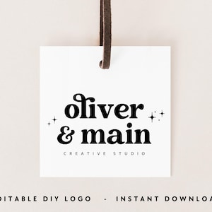Premade Retro Logo Design, Canva Logo Template, Circle Watermark Logo, Groovy Business Branding, DIY Editable Logo, Simple Logo Design- Dani