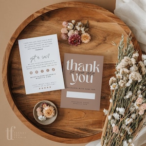 Modern Boho Business Thank You Card Canva, Minimal Printable Thanks For Your Purchase, Personalized Customer Package Insert - Celine