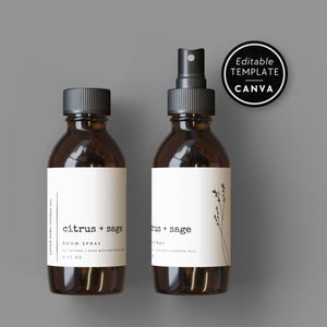 Room Spray Label Template, Editable Product Label Template, 2x2 3x2 DIY Label for Body Products or Room Spray, Canva Label Template - Landry