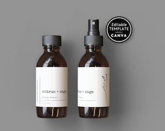 Room Spray Label Template, Editable Product Label Template, 2x2 3x2 DIY Label for Body Products or Room Spray, Canva Label Template - Landry