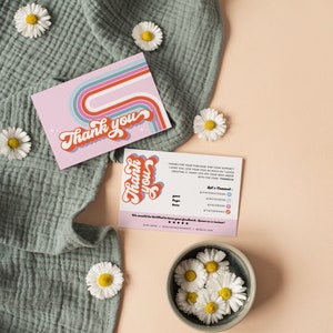 70s Retro Thank You Card Template, Editable Small Business 70s Groovy ...