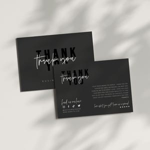 EDITABLE Black Luxury Business Thank You Card Template, Customer Package Insert Card, Elegant Card Template - Skye