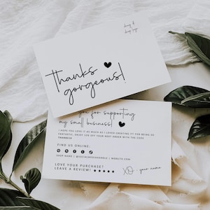 Business Thank You Card Editable, Modern Printable Thanks For Your Purchase Card, Small Business Package Insert Card, Customizable  - Blair