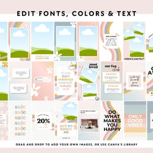 Rainbow Retro Instagram Story Templates Canva, IG Stories, Instagram Branding, Social Media Templates, Editable Story Templates - Dani image 3